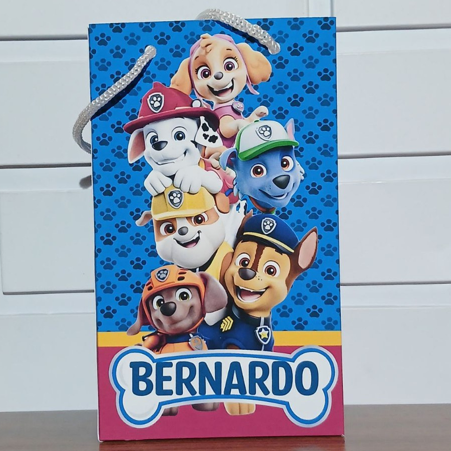 Sacolinha Personalizada Patrulha Canina Aniversário Infantil Mimos e Lembrancinhas para Festa KIT PEGUE E MONTE