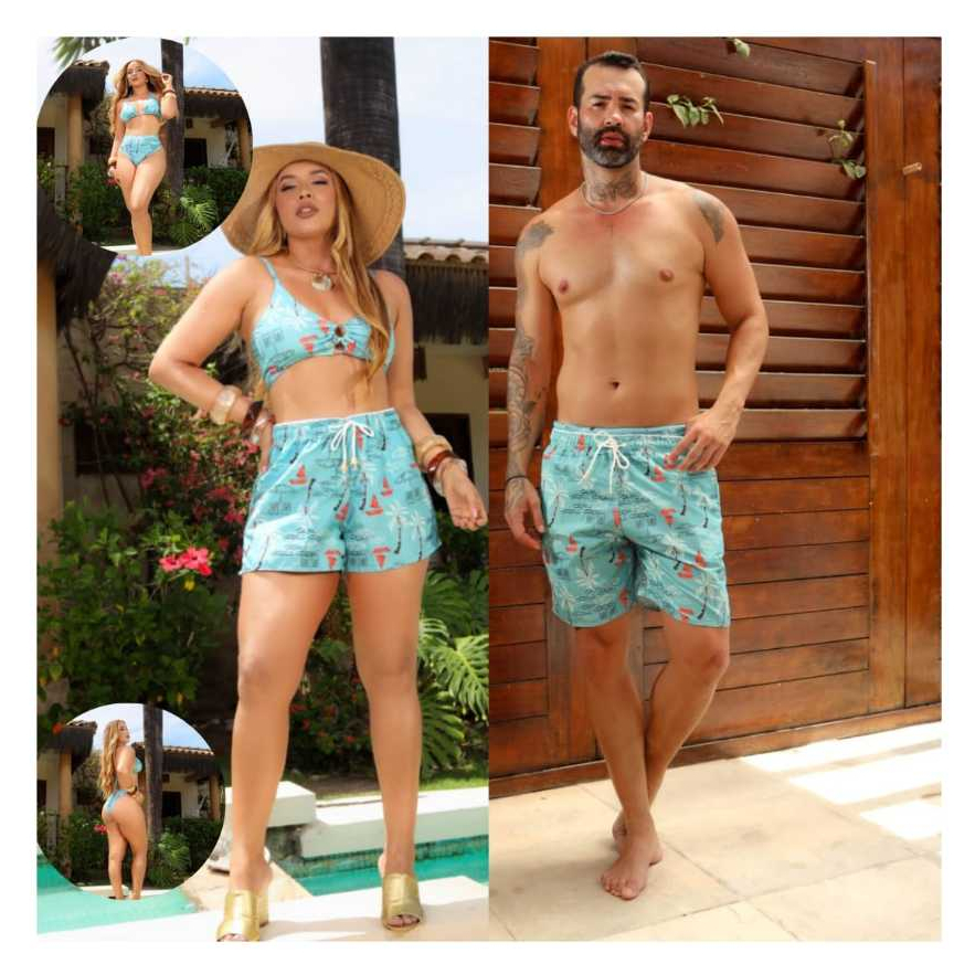 Kit Shorts e Biquíni Moda praia Tactel Sunset Tendencia