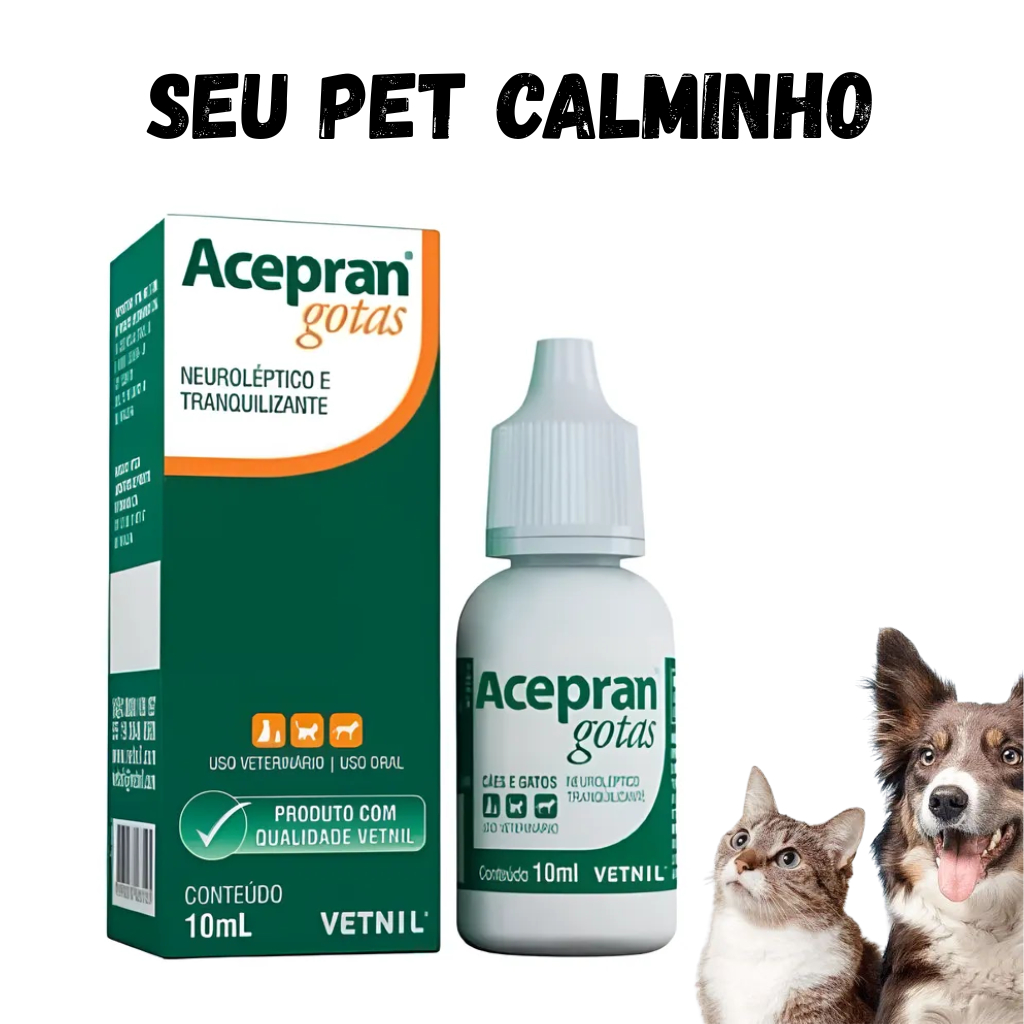 Calmante, Tranquilizante Acepran Gotas Para Cães e Gatos 10ml em Oferta na Shopee