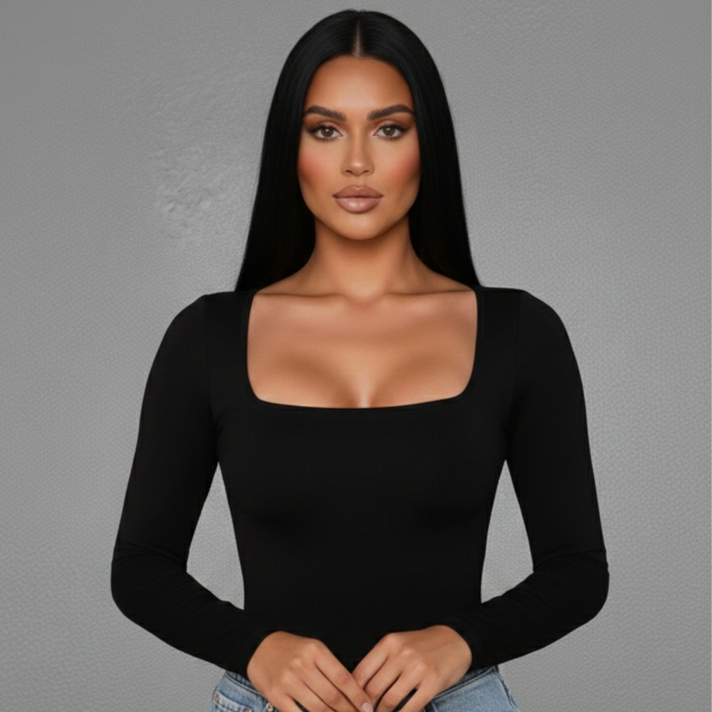 Body Gola Quadrada Feminino Básico Manga Longa Tecido Suplex Premium Ajuste Perfeito 4 Estações em Oferta na Shopee