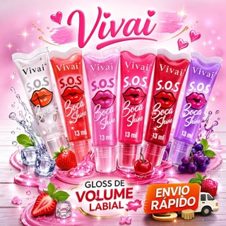 Gloss Labial Vivai S.O.S Bocão Shine 13ml – Gloss de Volume com Colágeno, Efeito Plump, Hidratante, Não Pegajoso, Brilho em Oferta na Shopee