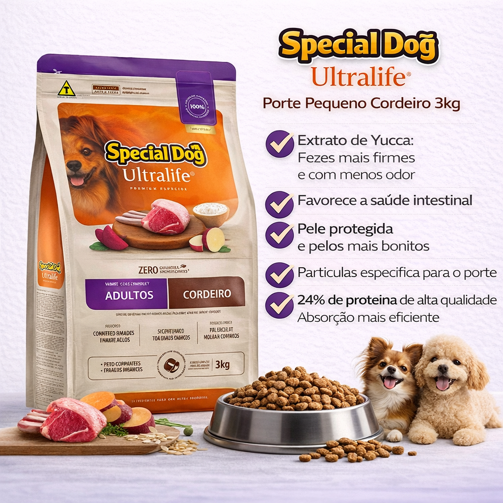 Ração Special Dog Ultralife Cão Pequeno Porte Cordeiro 3kg em Oferta na Shopee