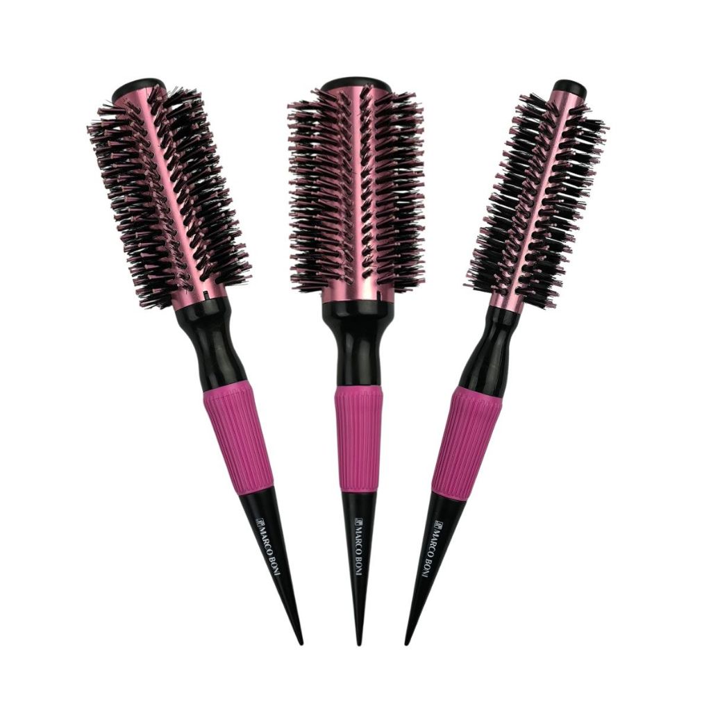 Kit 3 Escovas Térmica Marco Boni 8064a Alumínio Profissional Rosa