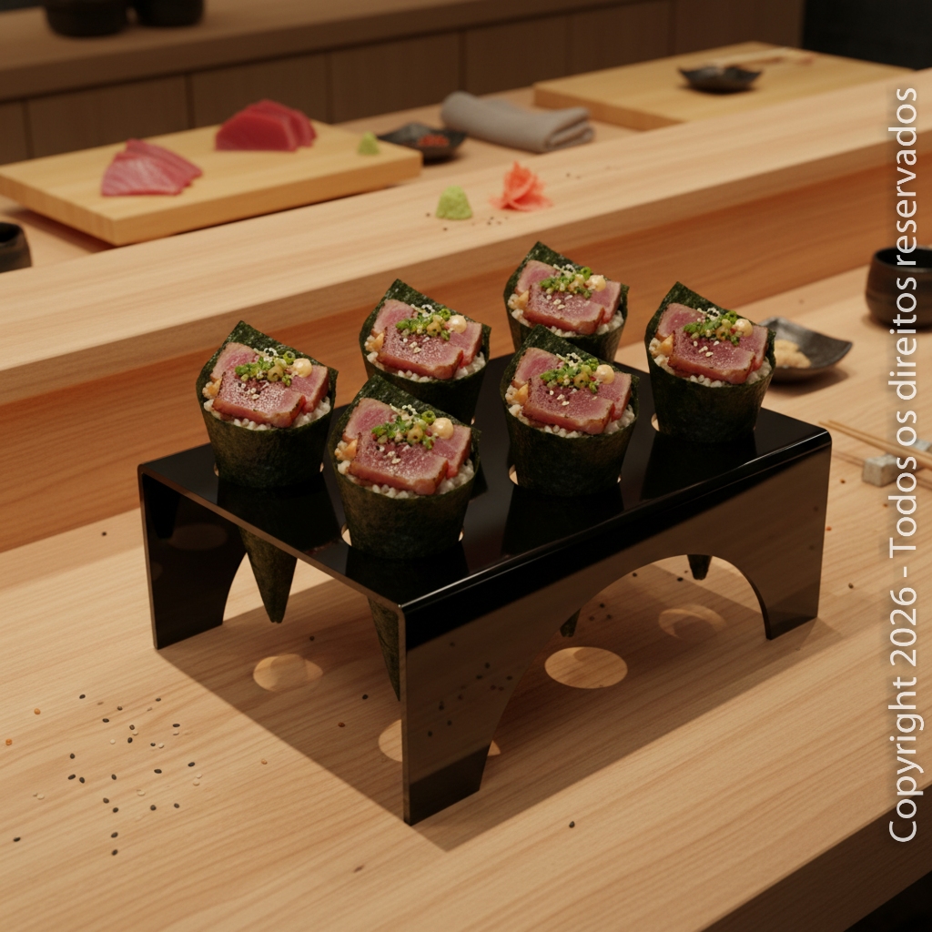 Suporte Acrílico Para Temaki Pizza Cone trufado Sorvete 6 Furos design inovador