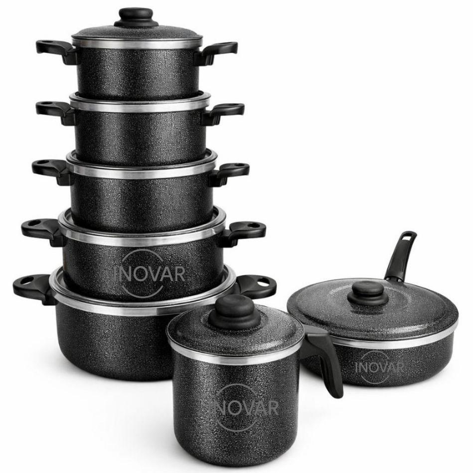 Jogo de Panela em Alumínio Resistente e Durável Conjunto com 5  e 7  Peças em Oferta na Shopee