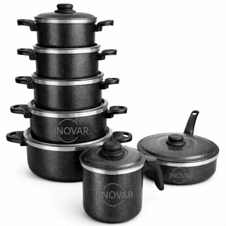 Jogo de Panela em Alumínio Resistente e Durável Conjunto com 5  e 7  Peças em Oferta na Shopee