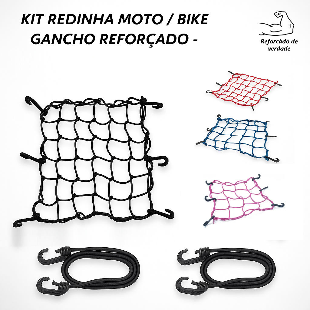 Kit Rede Elástica Moto Bike Redinha Carga Aranha Capacete Estica Reforçada Com extensor em Oferta na Shopee