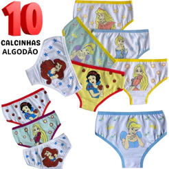 Kit 10 Calcinha Infantil Algodao Promoçao Estampas Personagem Desenho Calcinha Menina Conforto