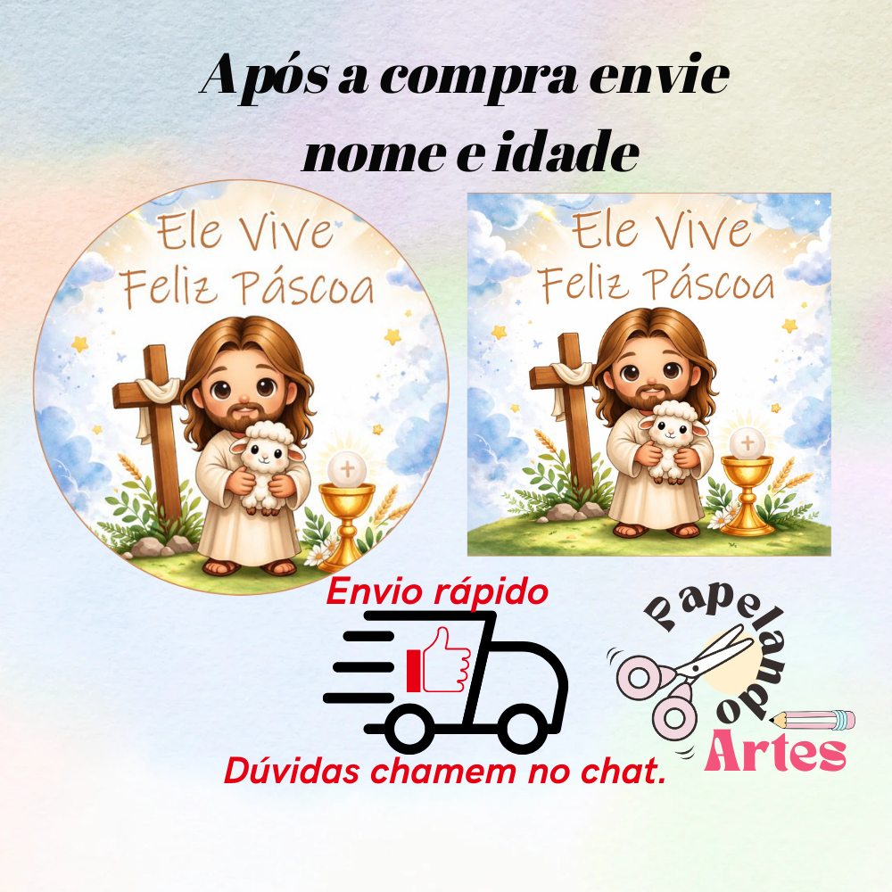 40/60/100 Adesivo Páscoa/Ele Vive Personalizados Para Festa 5x5 S/Recorte (Envio rápido) em Oferta na Shopee