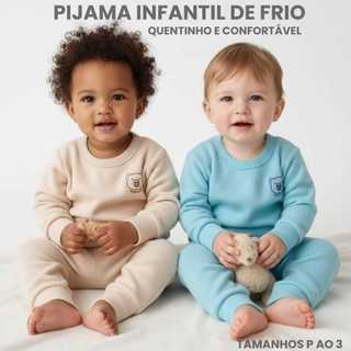 Pijama Térmico Bebê Soft Inverno | Conjunto Infantil Menino e Menina Quentinho e Macio