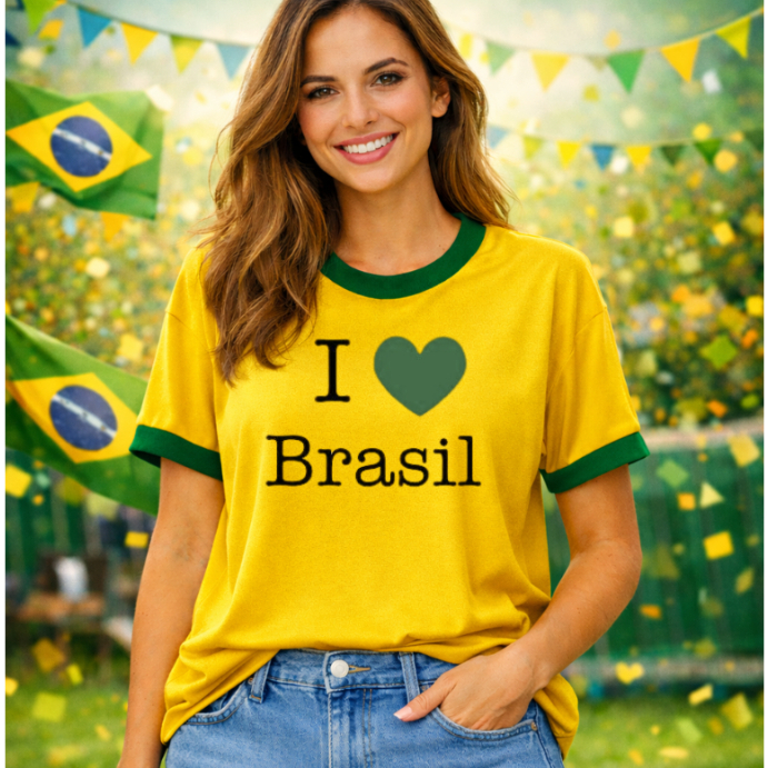 Camiseta do Brasil Feminina Copa do Mundo 2026 Futebol Jogo Algodão Premium | Envio Rapido