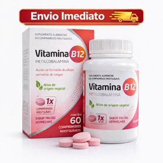 Vitamina B12 Metilcobalamina Mastigável Sabor Frutas Vermelhas 60cp Maxinutri em Oferta na Shopee
