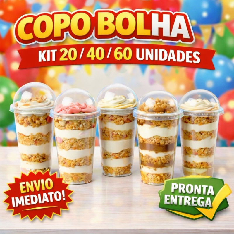 Copo Com Tampa Bolha 150ml, 200ml, 250ml e 300 ml 20, 40 e 60 unidades em Oferta na Shopee