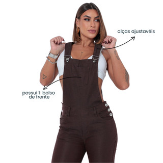 Macacão Feminino Marrom do 38 ao 46 Sarja Alleppo Jeans