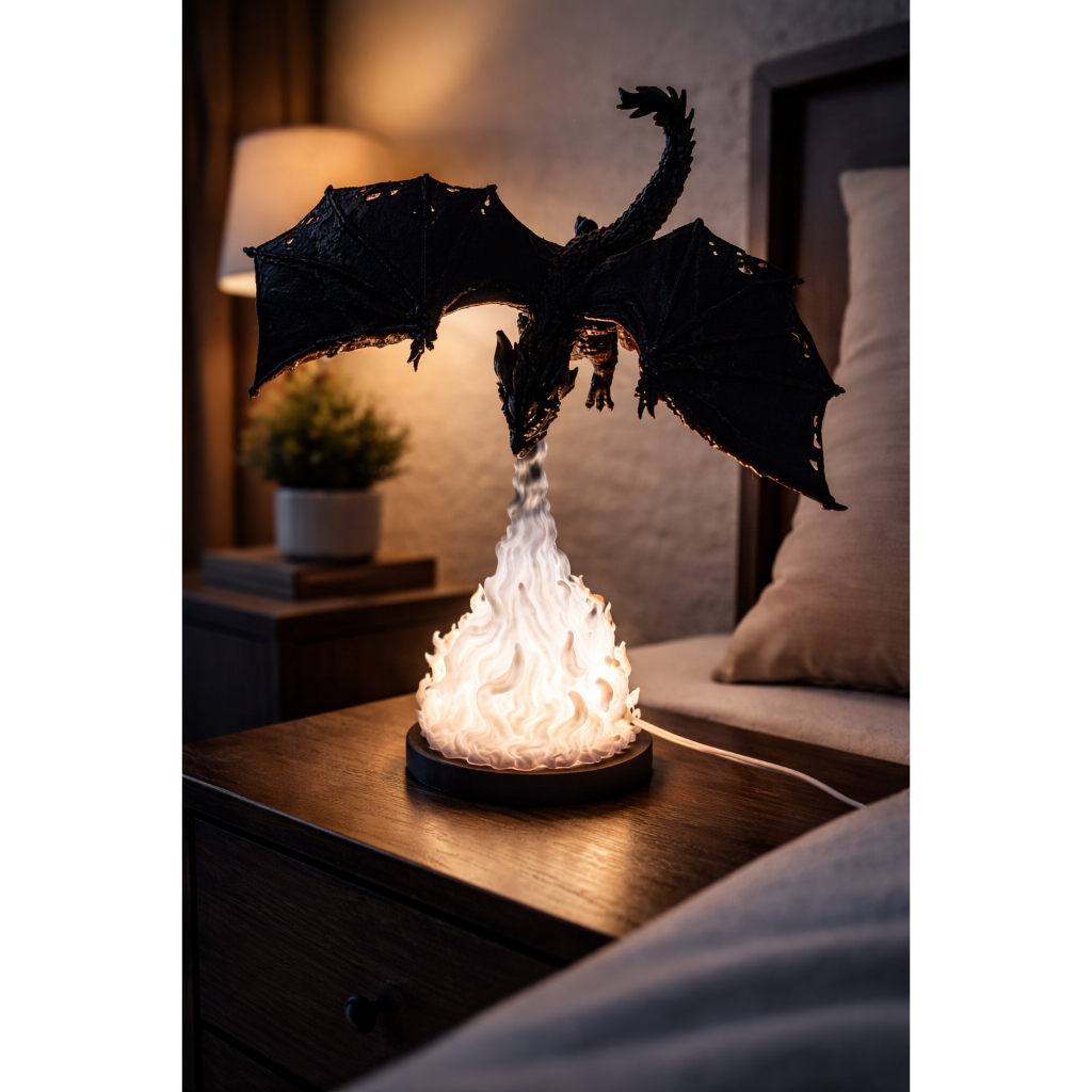 Luminária abajur gueek Dragão a Casa do Dragão, iluminação decorativa em led