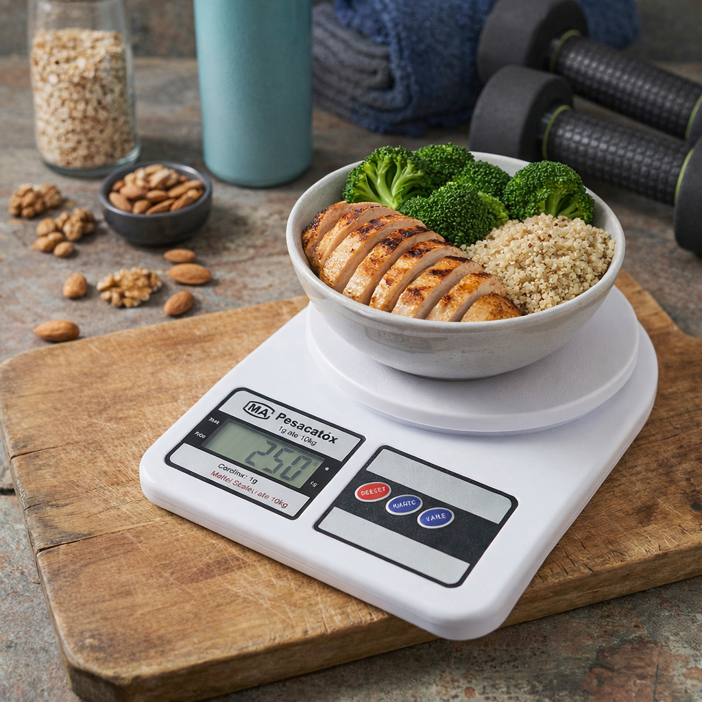 Balança Digital De Cozinha 10kg Alta Precisão Dieta E Nutrição Fitness Profissional Com Pilhas