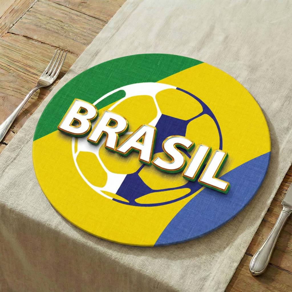 Kit 6 Capas Sousplat Decorativos Jogo Americano Personalizado Copa do Mundo Brasil 35×35 – Vaipramix