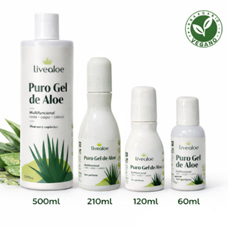 Gel Aloe Vera Organico Babosa Puro LIVEALOE 60ml/ 210ml/ 500ml/ 120ml - Testado Dermatologicamente em Oferta na Shopee