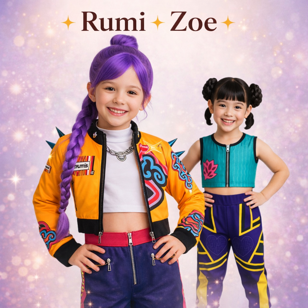 Fantasia Guerreiras Kpop Infantil Rumi Zoe Guerreira K-Pop Luxo Dança Show Menina Carnaval Dia Das Crianças em Oferta na Shopee
