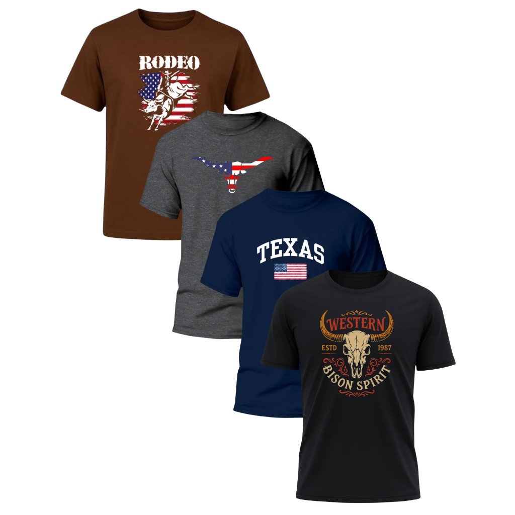 Kit 4 Camisa Masculina Estilo Country Cowboy Texas Rodeio Básica Premium