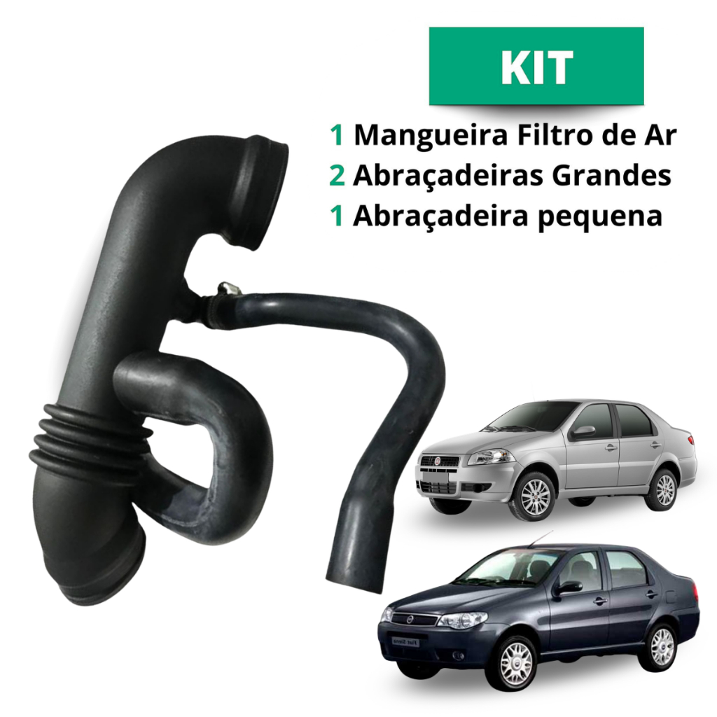 Mangueiras Filtro de Ar Entrada + Saída 1.0 / 1.3 2005-2009 Palio / Siena / Strada – Kit Completo