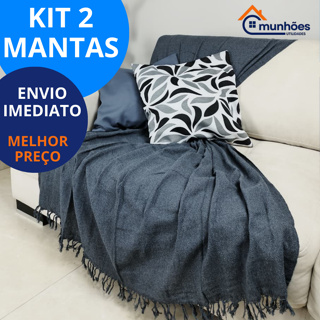 Kit 2 Mantas Para Sofá 210x120cm Algodão Decorativa Artesanal | Cobre Sofá e Colchão em Oferta na Shopee