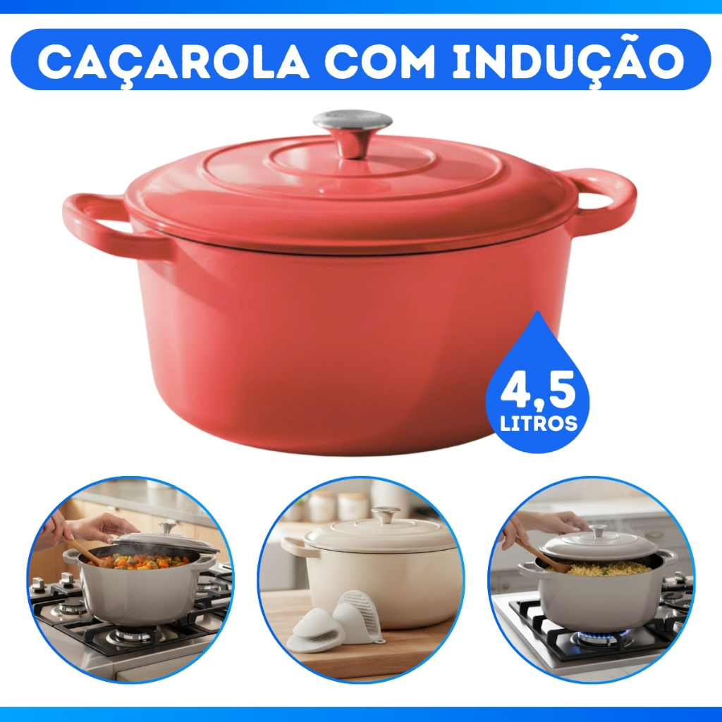 Caçarola Revestimento Cerâmico Antiaderente Avulsa Panela Com Tampa 4,5 Litros - MEGA DESCONTO em Oferta na Shopee
