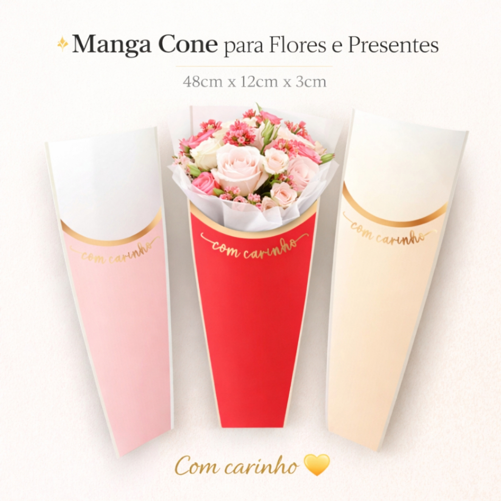 Manga Cone 48cmx15,5cmx2,5cm pacote com 100 unidades. em Oferta na Shopee