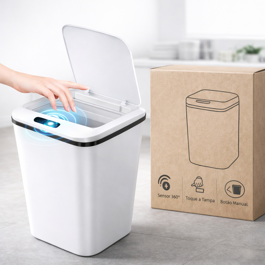 Lixeira Sensor Automática Inteligente de Sala Banheiro Cozinha Escritório Capacidade 16 Litros