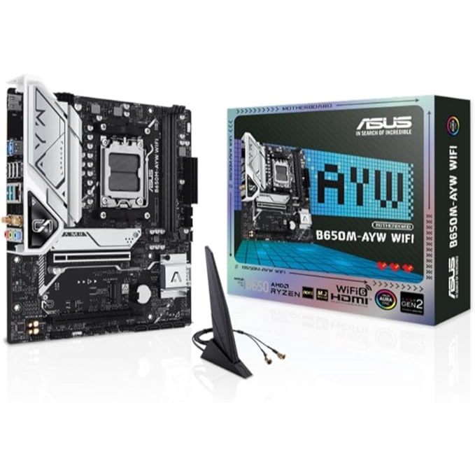 Placa-Mãe ASUS B650M-AYW WIFI mATX, AM5, DDR5, PCIe 5.0, Wi-Fi 6 90MB1KI0-M0EAY0
