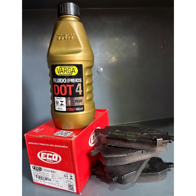 Kit Pastilha de Freio Dianteira Ecopads Onix 2019–2023 + 1L Óleo de Freio DOT 4