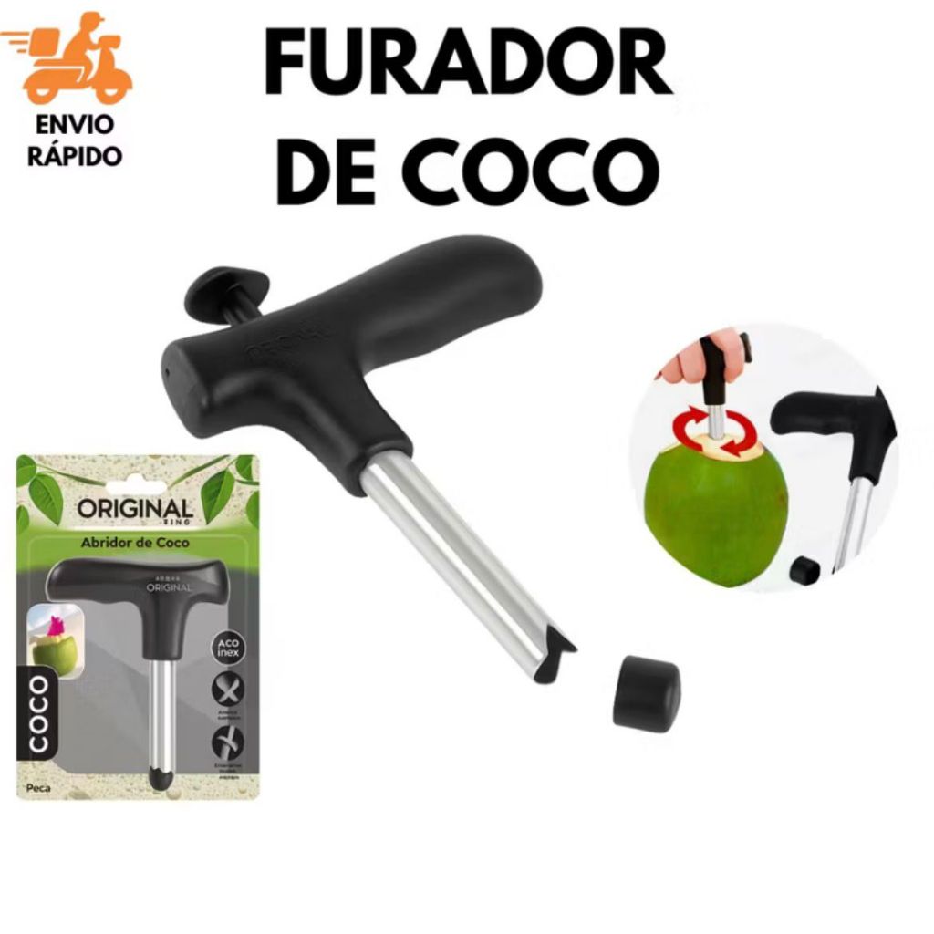 Abridor De Coco Furador De Coco Em Aço Inox Profissional 12cm Gostinho De Praia Dentro De Casa em Oferta na Shopee