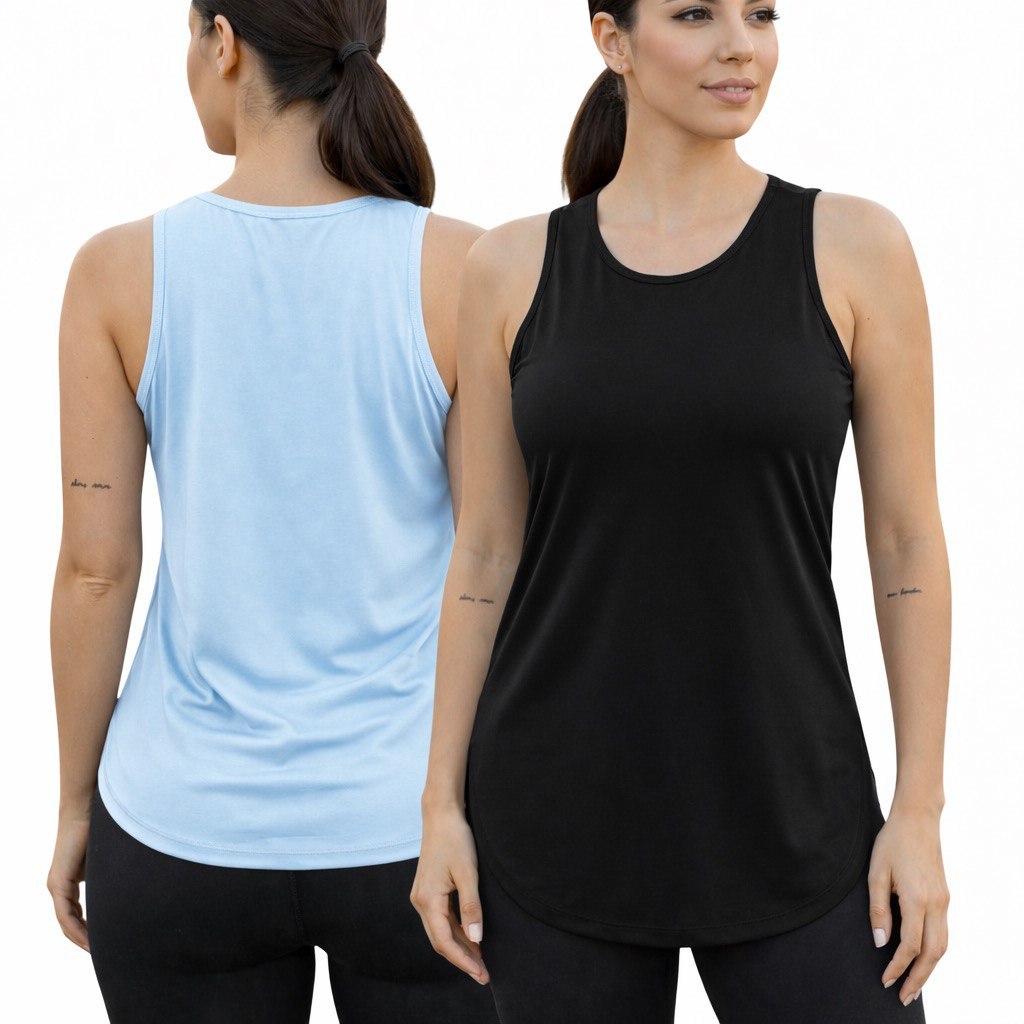 Kit 2 Blusas Regata Feminina Dry Fit Tapa Bumbum Fitness Academia Treino Caminhada Macia Promoção