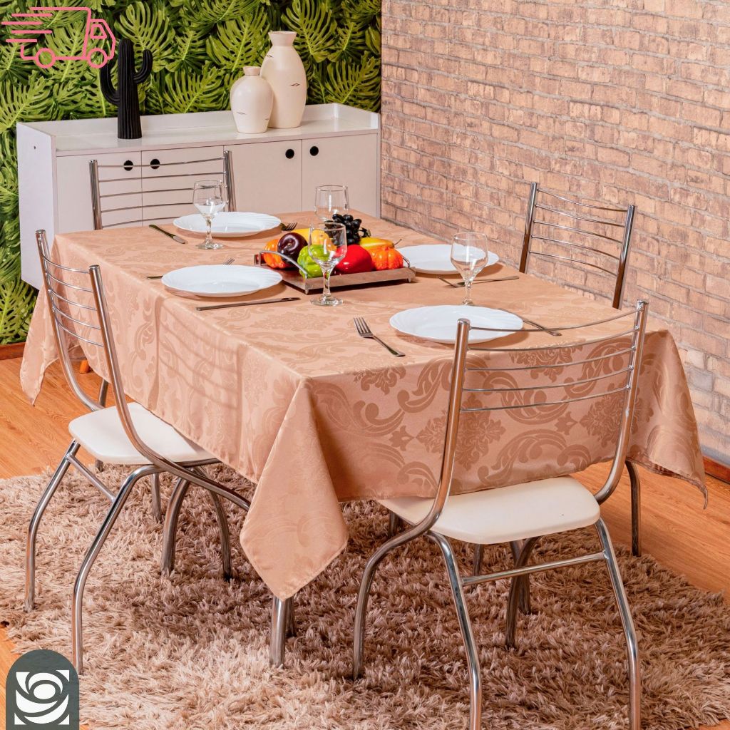 Toalha De Mesa Luxo 4 e 6 Lugares Jacquard Original Tecido Grosso