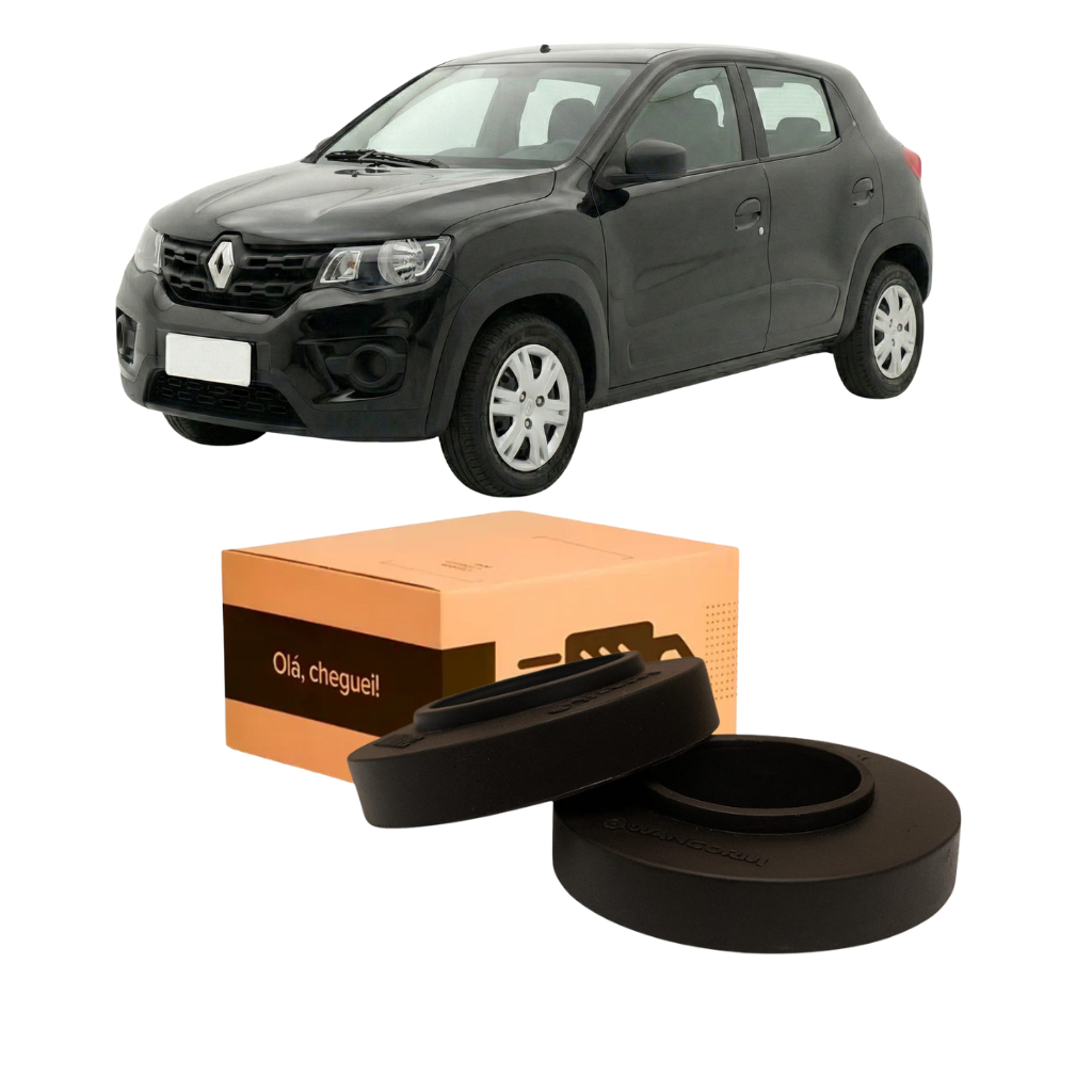 KIT CALÇO MOLA 2CM AUMENTAR ALTURA VEÍCULO KWID TODOS MODELOS, MOLAS CONVENCIONAIS, MOLAS CANSADAS E GNV