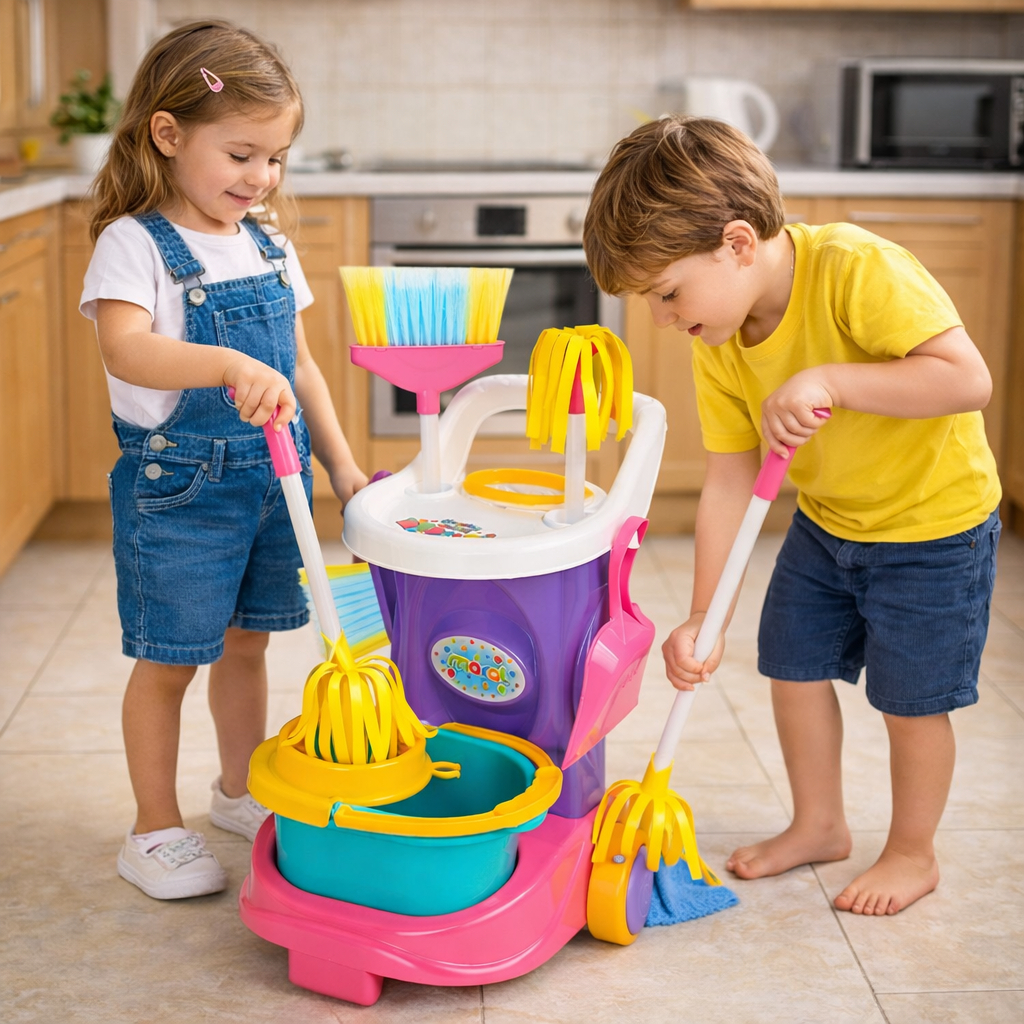 Carrinho De Brinquedo Infantil Kit Completo Limpeza Crianca Educativo