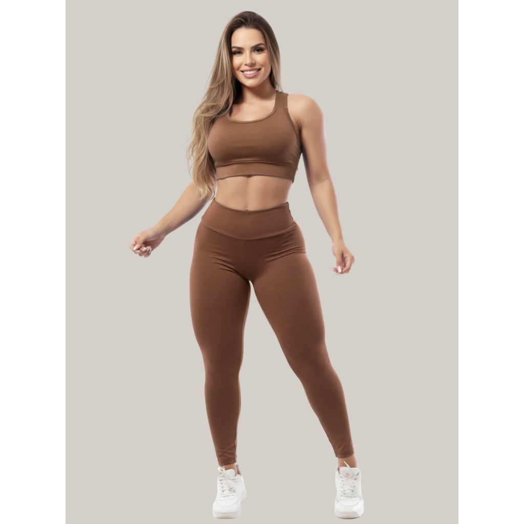 Conjunto Calça Legging E Top Fitness Roupas Femininas Para Academia Corrida A01 em Oferta na Shopee