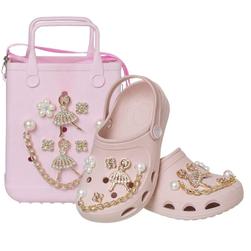 Combo Babuche Infantil E Bolsa Alça ajustavel Meninas Sandália e Pins Removíveis em Oferta na Shopee