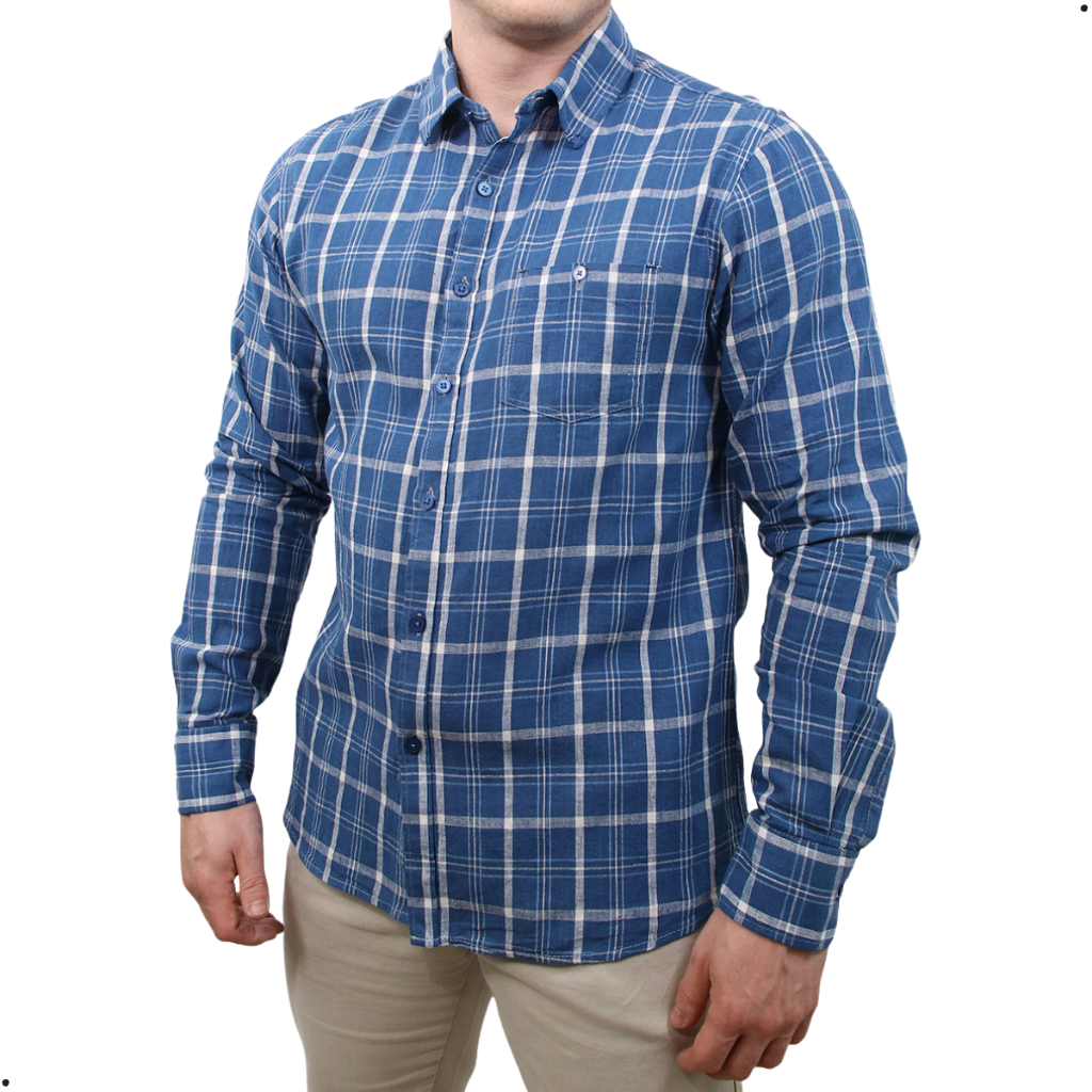 Camisa Social Masculina Estampa Xadrez Slim Fit Manga Longa Com Bolso Casual em Oferta na Shopee