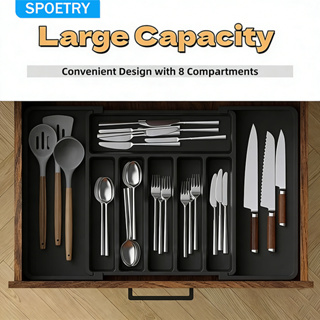 Organizador de Talheres para Gaveta Dobrável Livre de BPA, Ajustável, Ideal para Cozinha em Oferta na Shopee