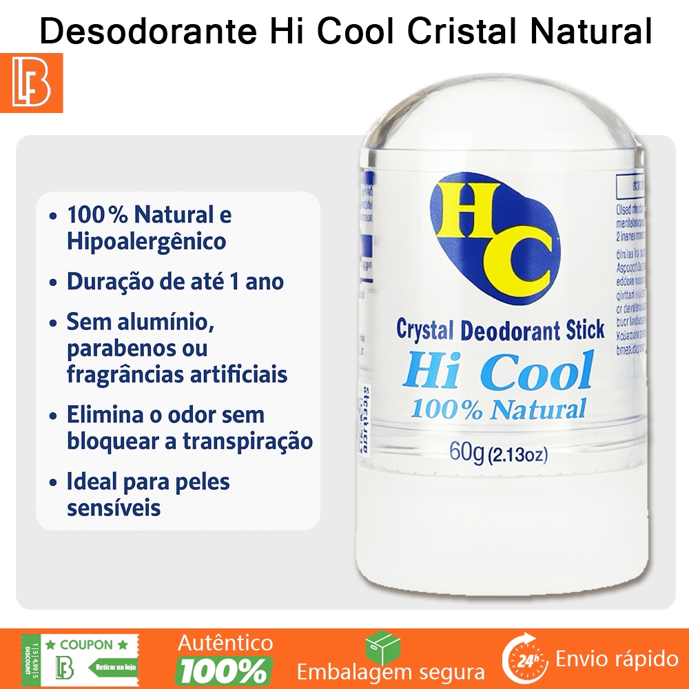 Cristal Desodorante Natural 60g para Axilas e Corpo Uso Unissex