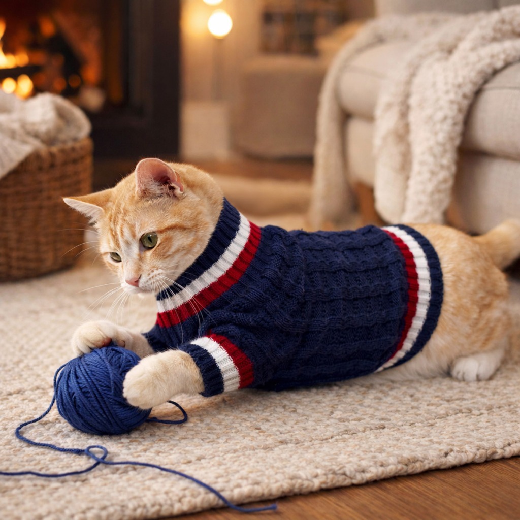 Roupinha para Gato Tricot Listrada - Quentinha e Confortável - Katlen Trico