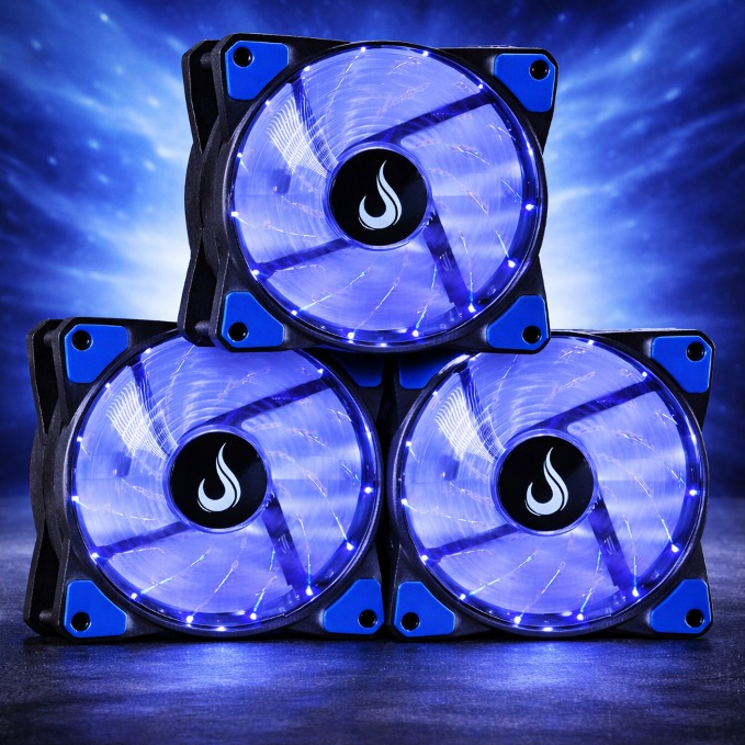 Kit 3 Cooler Fan Led Gamer Azul Ventoinha Gabinete Pc Computador 120mm 12cm 12v Alto Desempenho