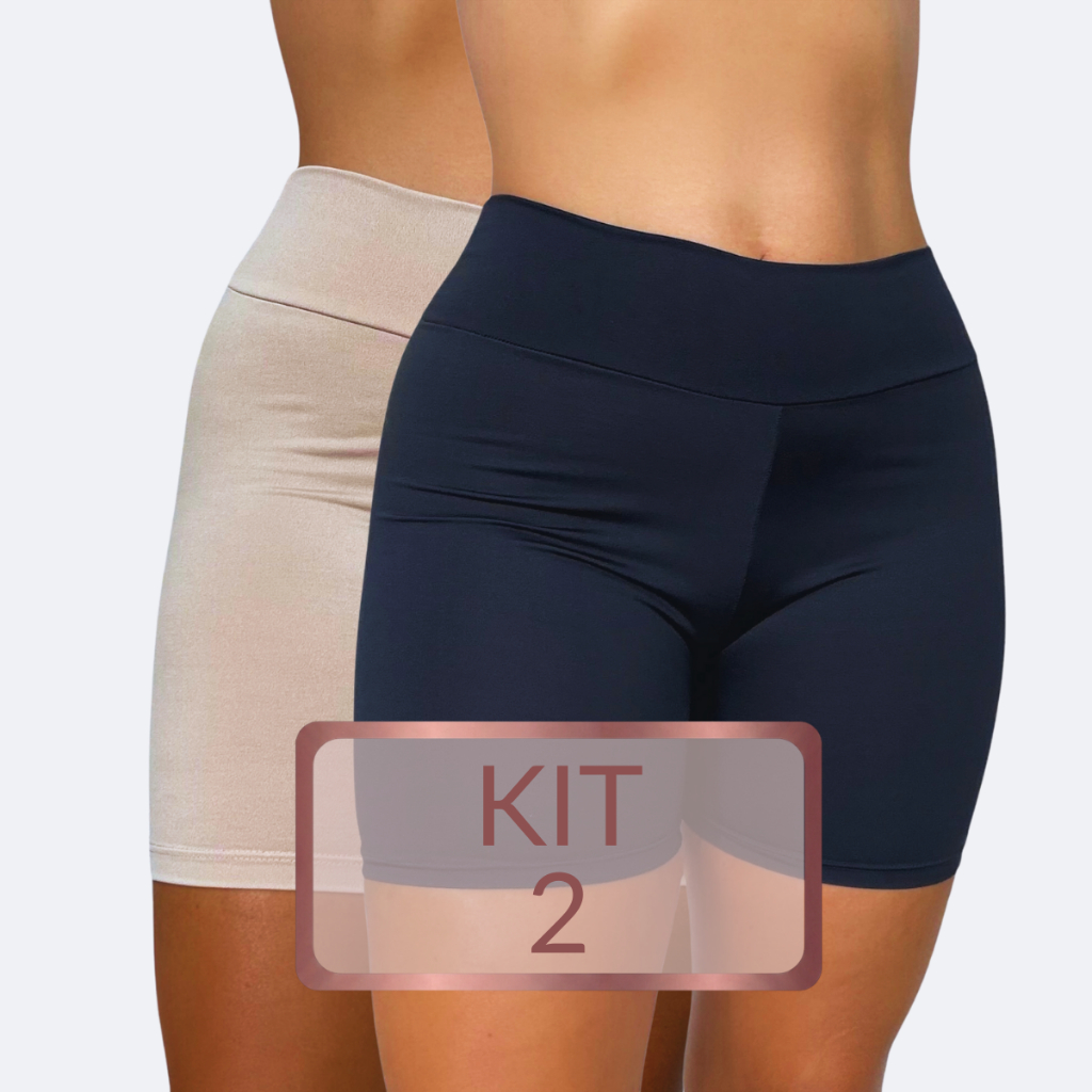 KIT 2 Short Anágua Cós Alto Reforçado Bermuda Segunda Pele Alta Qualidade Comprido em Oferta na Shopee