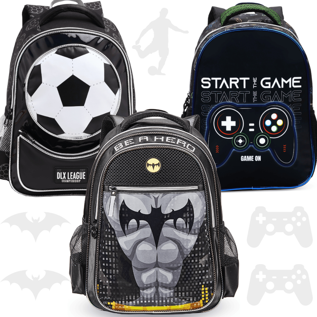 Mochila Infantil Escolar Grande Menino Homem Spider Aranha Speed Bat Morcego Gamecrafit Game Futebol em Oferta na Shopee