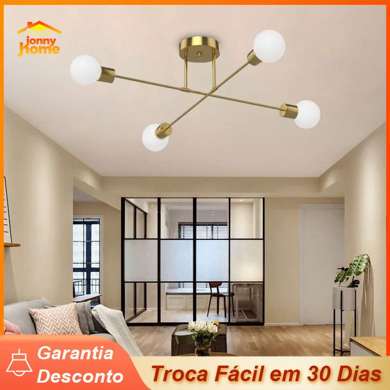 Lustre Moderno Nórdico 4 cabeças Lampadas De Teto para  Sala e Quarto Decoração Iluminação