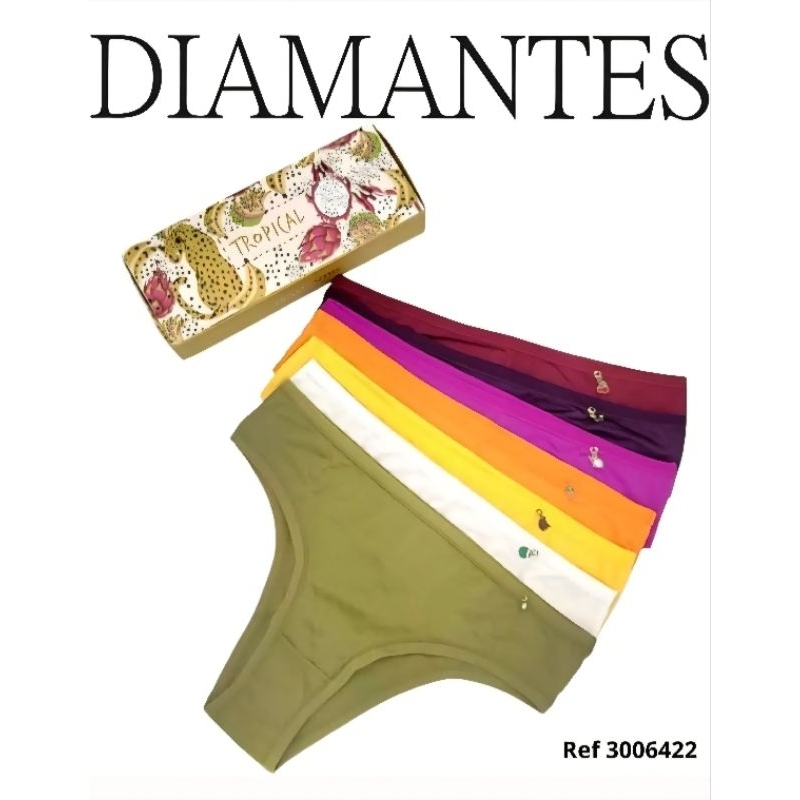 Kit 7 Calcinhas Tropical Microfibra Diamantes Lingerie em Oferta na Shopee