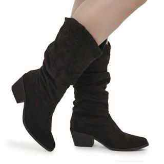 Bota Enrrugada Texana Cano Médio da Moda Country Bico Fino Expo 930-01 em Oferta na Shopee