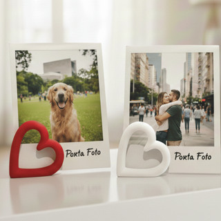Suporte Porta Foto Coração  Minimalista para Mesa e Decoração