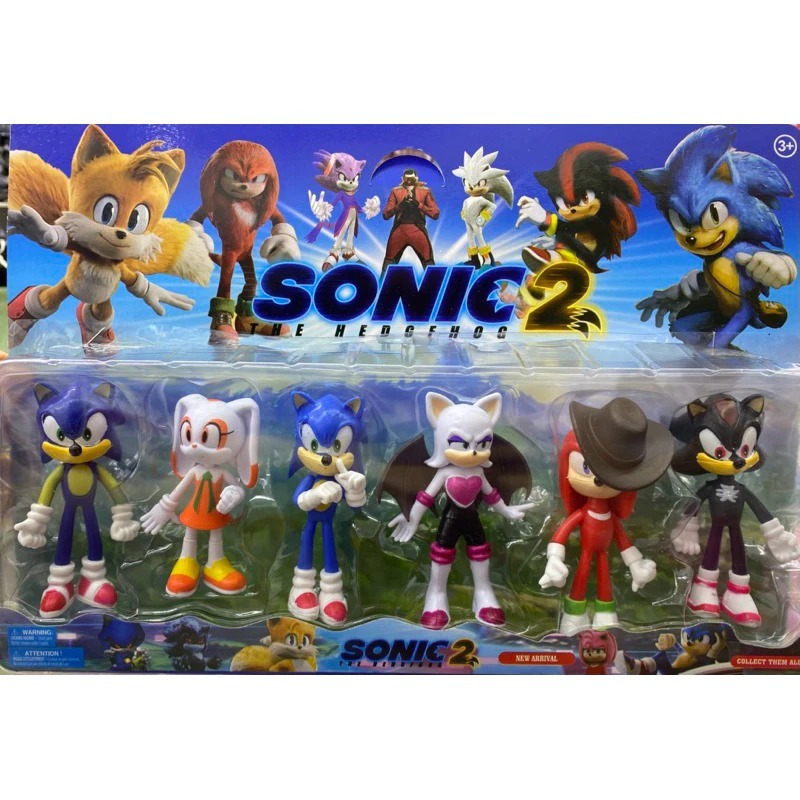 Kit Bonecos Sonic 2 com 6 Personagens Colecionáveis – Figuras de Ação